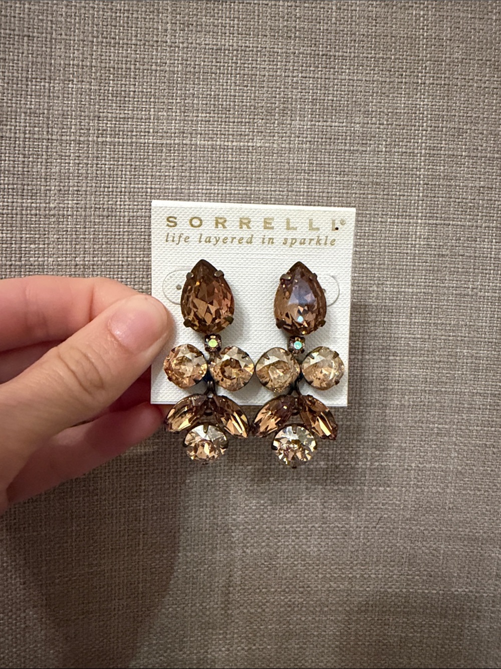 Sorrelli Crystal Lotus Flower Dangle Earrings Post Dangle Stunning Sparkle